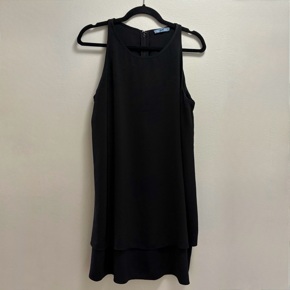 Fleur Bleue Dress Womens 12 Black Sleeveless Layered Tunic Lagenlook Minimalist